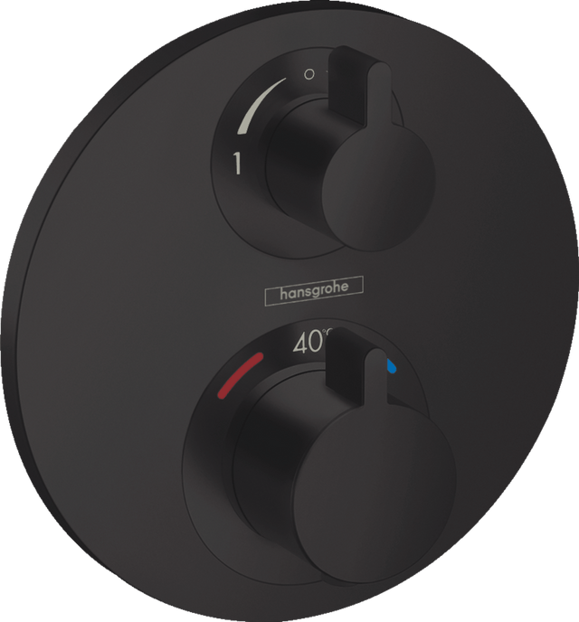 Hansgrohe Ecostat S Thermostatic Mixer For Concealed Installation For 2 Outlets With Shut - off Diverter Valve - Matt Black - 15758670 - TAP 'N' SHOWER