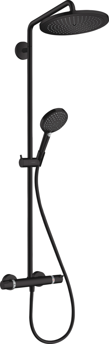 Hansgrohe Croma Select S Showerpipe 280 1jet Ecosmart 9 L/min With Thermostat And Hand Shower Raindance Select S 120 3jet - Matt Black - 26891670 - TAP 'N' SHOWER