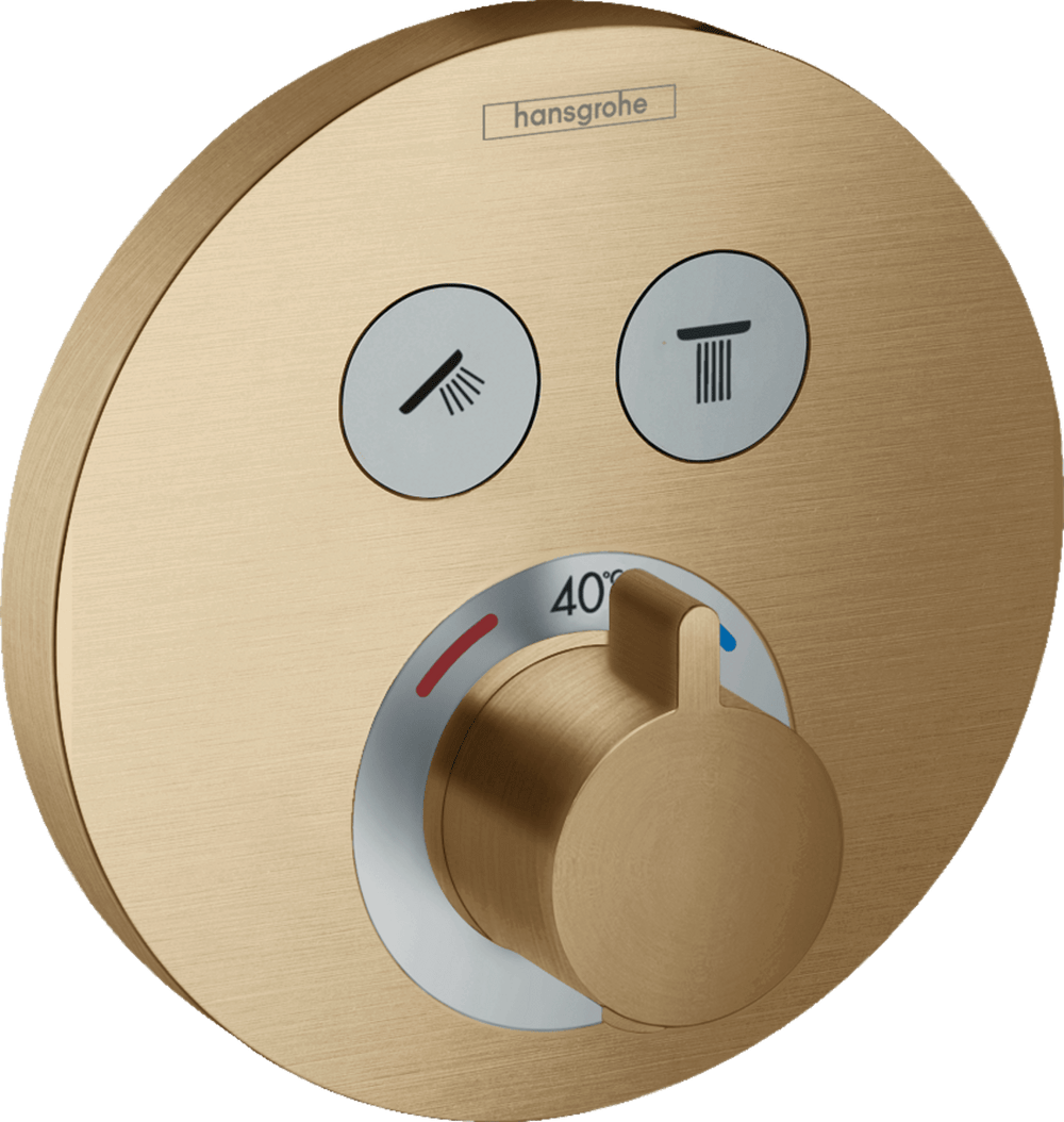 Hansgrohe Showerselect S Thermostatic Mixer For Concealed Installation For 2 Outlets - Brushed Bronze - 15743140 - TAP 'N' SHOWER