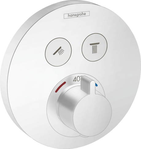 Hansgrohe Showerselect S Thermostatic Mixer For Concealed Installation For 2 Outlets - Matt White - 15743700 - TAP 'N' SHOWER