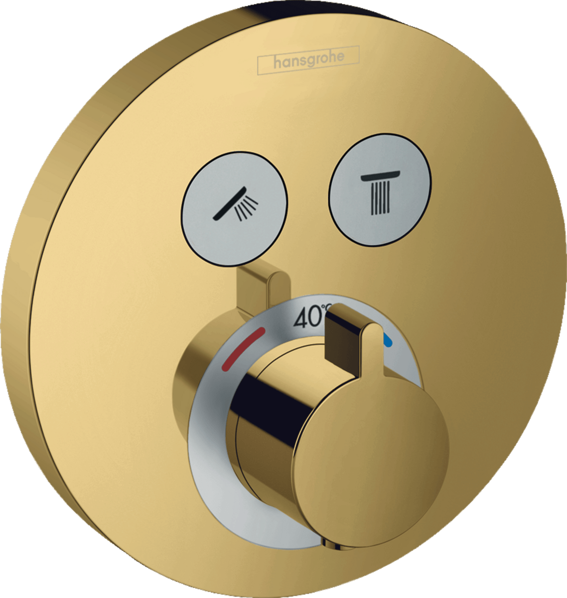 Hansgrohe Showerselect S Thermostatic Mixer For Concealed Installation For 2 Outlets - Polished Gold - optic - 15743990 - TAP 'N' SHOWER