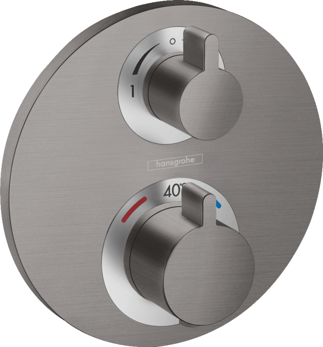 Hansgrohe Ecostat S Thermostatic Mixer For Concealed Installation For 2 Outlets With Shut - off Diverter Valve - Brushed Black Chrome - 15758340 - TAP 'N' SHOWER