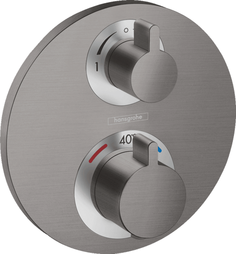 Hansgrohe Ecostat S Thermostatic Mixer For Concealed Installation For 2 Outlets With Shut - off Diverter Valve - Brushed Black Chrome - 15758340 - TAP 'N' SHOWER