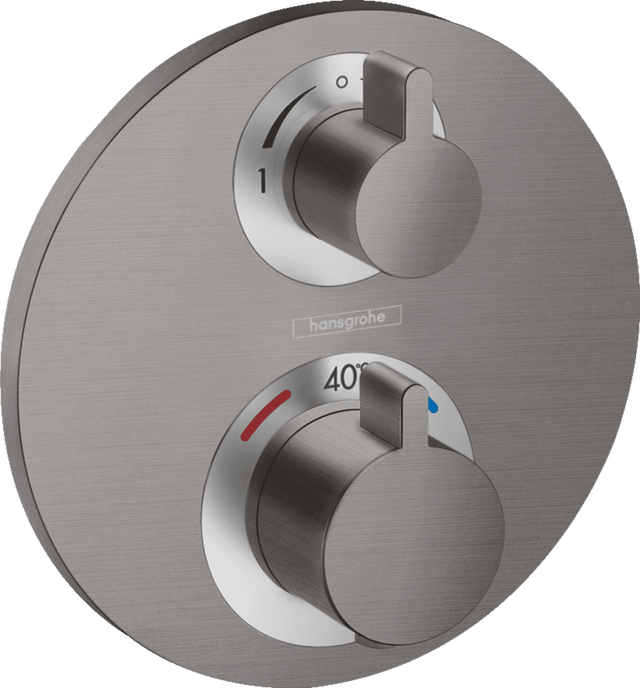 Hansgrohe Ecostat S Thermostatic Mixer For Concealed Installation For 2 Outlets With Shut - off Diverter Valve - Brushed Black Chrome - 15758340 - TAP 'N' SHOWER