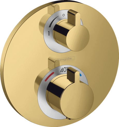 Hansgrohe Ecostat S Thermostatic Mixer For Concealed Installation For 2 Outlets With Shut - off Diverter Valve - Polished Gold - optic - 15758990 - TAP 'N' SHOWER