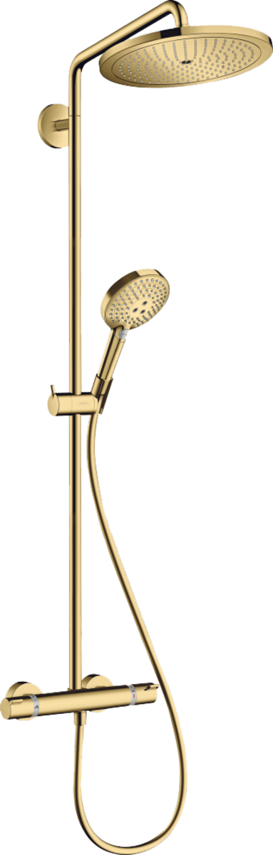 Hansgrohe Croma Select S Showerpipe 280 1jet Ecosmart 9 L/min With Thermostat And Hand Shower Raindance Select S 120 3jet - Polished Gold - optic - 26891990 - TAP 'N' SHOWER