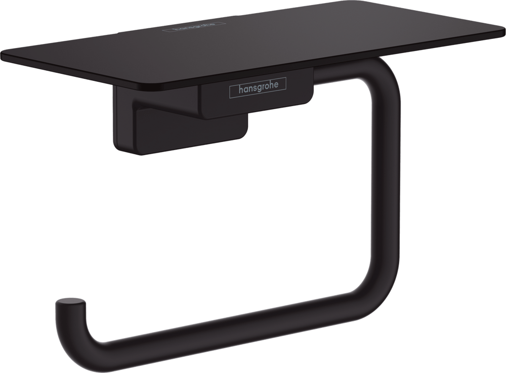 Hansgrohe Addstoris Roll Holder with Shelf - Matt Black - 41772670 - TAP 'N' SHOWER