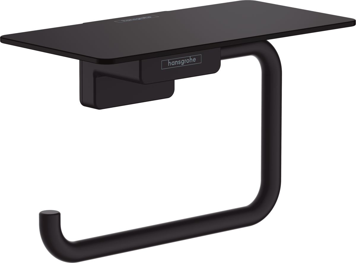 Hansgrohe Addstoris Roll Holder with Shelf - Matt Black - 41772670 - TAP 'N' SHOWER
