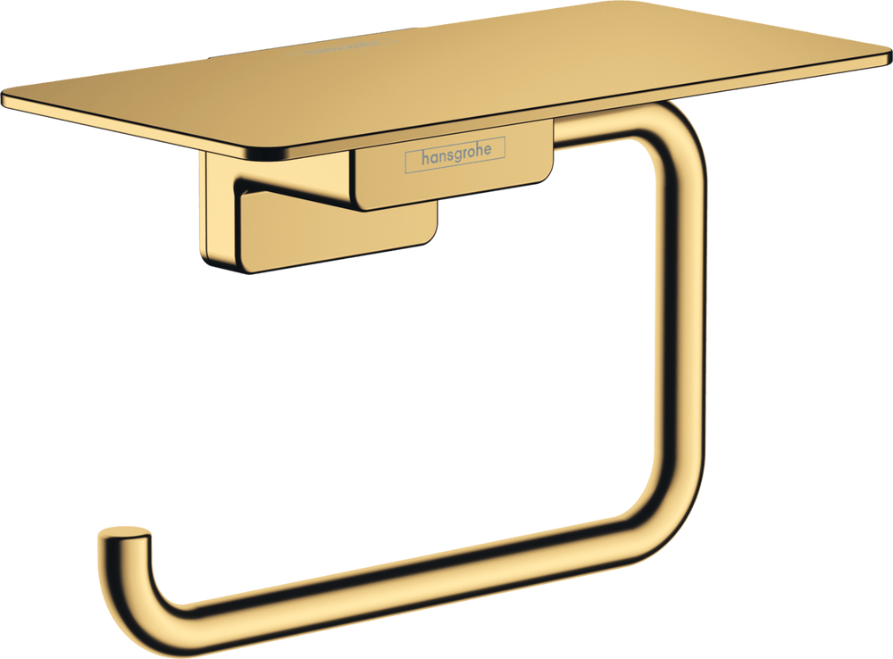 Hansgrohe Addstoris Roll Holder with Shelf - Polished Gold Optic - 41772990 - TAP 'N' SHOWER