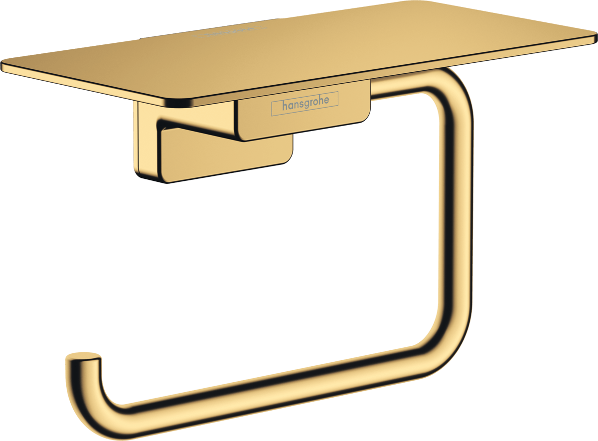 Hansgrohe Addstoris Roll Holder with Shelf - Polished Gold Optic - 41772990 - TAP 'N' SHOWER