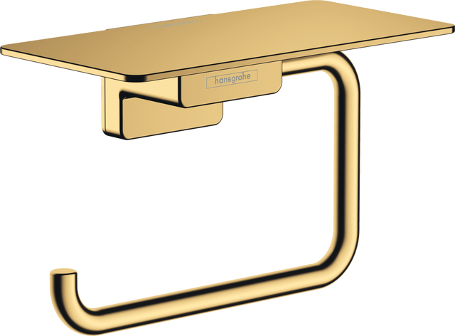 Hansgrohe Addstoris Roll Holder with Shelf - Polished Gold Optic - 41772990 - TAP 'N' SHOWER