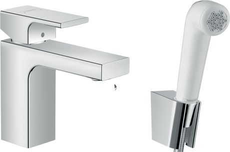 Hansgrohe Vernis Shape Single Lever Basin Mixer 100 With Bidet Spray And Shower Hose 1600mm - Chrome - 71216000 - TAP 'N' SHOWER