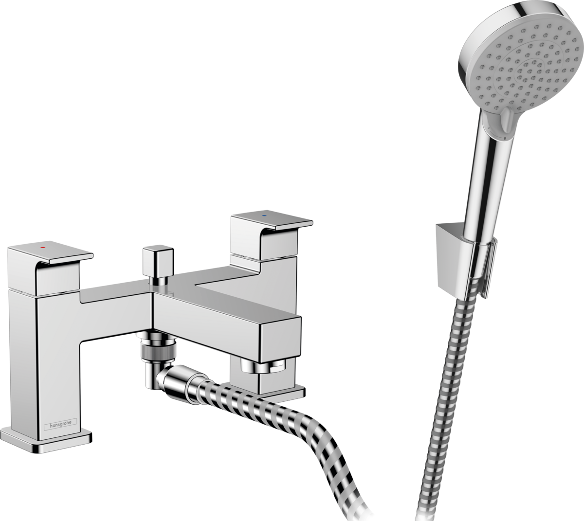 Hansgrohe Vernis Shape 2-hole Rim Mounted Bath Mixer With Diverter Valve And Vernis Blend Hand Shower Vario - Chrome - 71462000