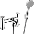 Hansgrohe Vernis Blend 2 - hole Rim Mounted Bath Mixer with Diverter Valve And Vernis Blend Hand Shower Vario - Chrome - 71461000 - TAP 'N' SHOWER