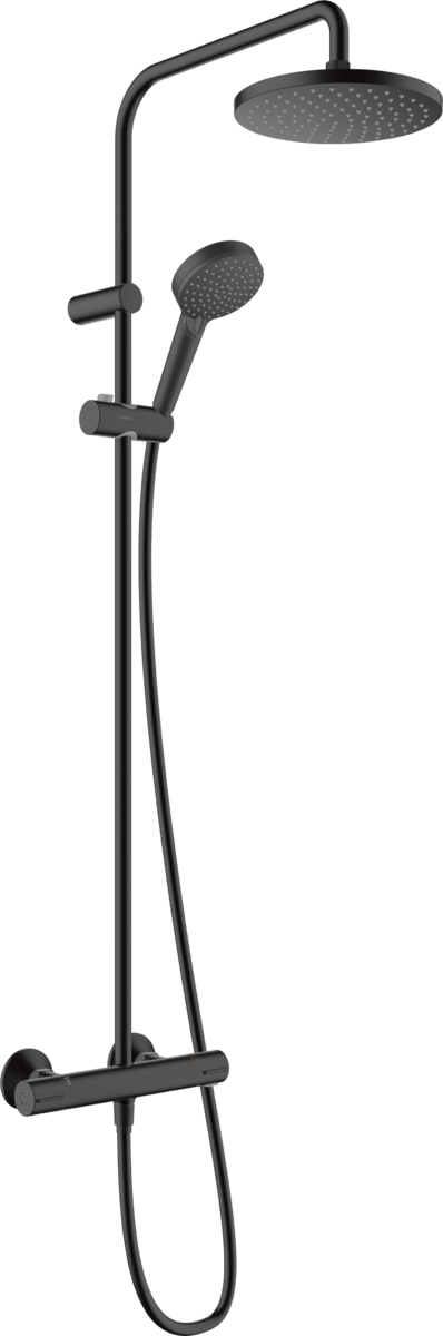 Hansgrohe Vernis Blend Showerpipe 200 1jet With Thermostat - Matt Black - 26276670 - TAP 'N' SHOWER