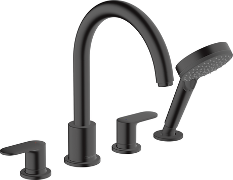 Hansgrohe Vernis Blend 4 - hole Rim Mounted Bath Mixer - Matt Black - 71456670 - TAP 'N' SHOWER