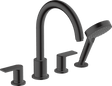 Hansgrohe Vernis Shape 4 - hole Rim Mounted Bath Mixer - Matt Black - 71459670 - TAP 'N' SHOWER