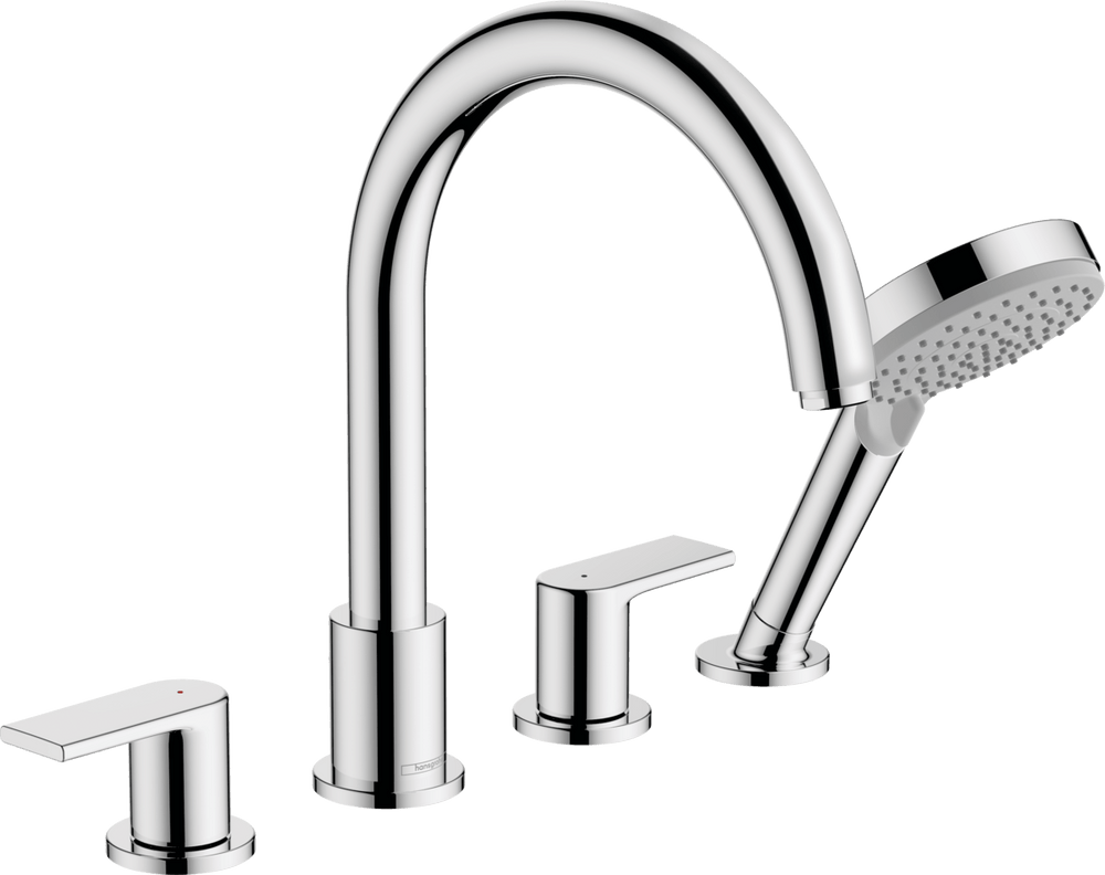 Hansgrohe Vernis Shape 4 - hole Rim Mounted Bath Mixer - Chrome - 71459000 - TAP 'N' SHOWER
