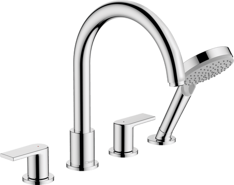 Hansgrohe Vernis Shape 4 - hole Rim Mounted Bath Mixer - Chrome - 71459000 - TAP 'N' SHOWER