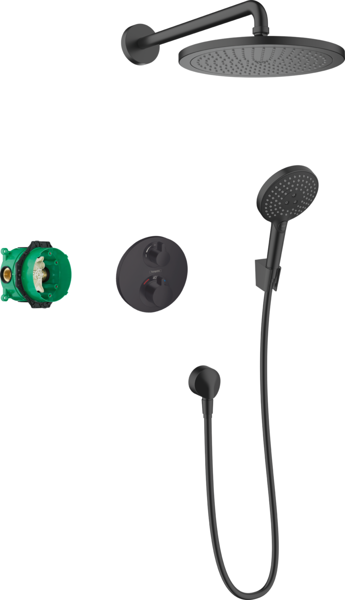 Hansgrohe Croma Shower System 280 1jet with Ecostat S - Matt Black - 27961670