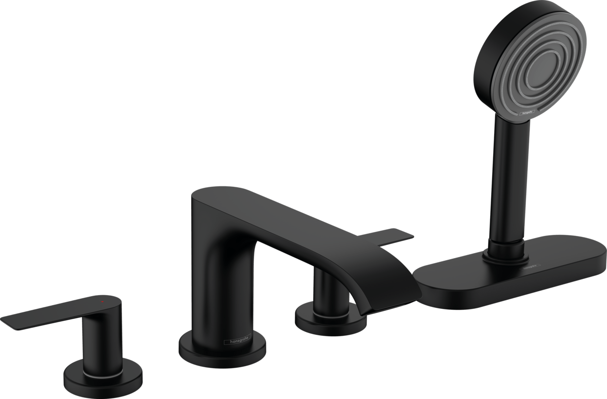 Hansgrohe Vivenis 4 - hole Rim Mounted Bath Mixer With Sbox - Matt Black - 75444670 - TAP 'N' SHOWER