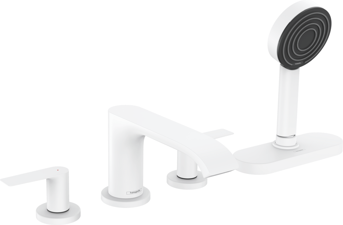 Hansgrohe Vivenis 4 - hole Rim Mounted Bath Mixer With Sbox - Matt White - 75444700 - TAP 'N' SHOWER