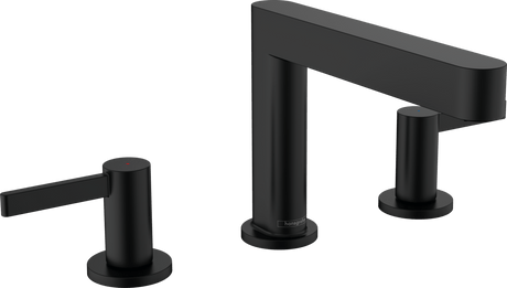 Hansgrohe Finoris 3 - hole Basin Mixer 110 with Push - open Waste Set - Matt Black - 76033670 - TAP 'N' SHOWER