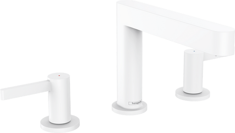 Hansgrohe Finoris 3 - hole Basin Mixer 110 with Push - open Waste Set - Matt White - 76033700 - TAP 'N' SHOWER