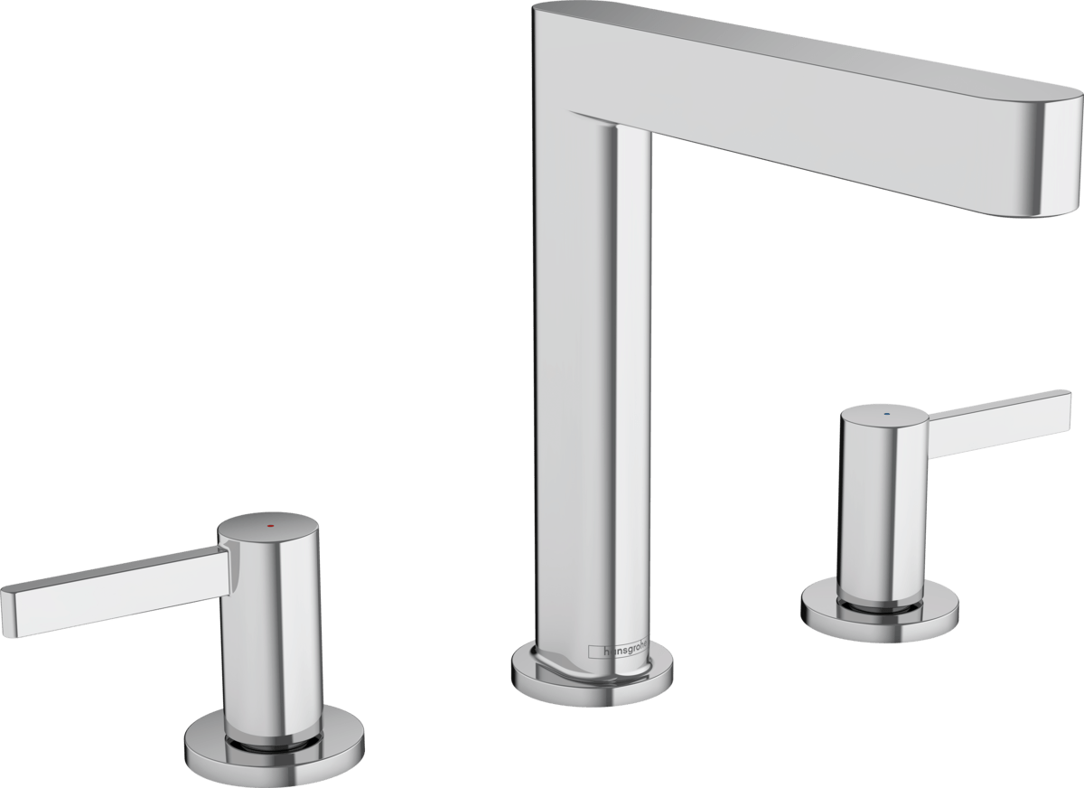 Hansgrohe Finoris 3 - hole Basin Mixer 160 With Push - open Waste Set - Chrome - 76034000 - TAP 'N' SHOWER