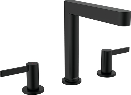 Hansgrohe Finoris 3 - hole Basin Mixer 160 With Push - open Waste Set - Matt Black - 76034670 - TAP 'N' SHOWER