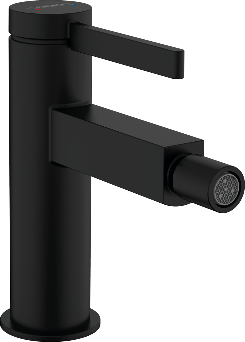 Hansgrohe Finoris Single Lever Bidet Mixer With Push - open Waste Set - Matt Black - 76200670 - TAP 'N' SHOWER