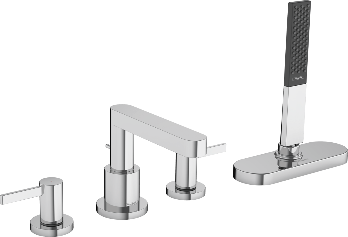 Hansgrohe Finoris 4 - hole Rim Mounted Bath Mixer with sBox - Chrome - 76444000 - TAP 'N' SHOWER