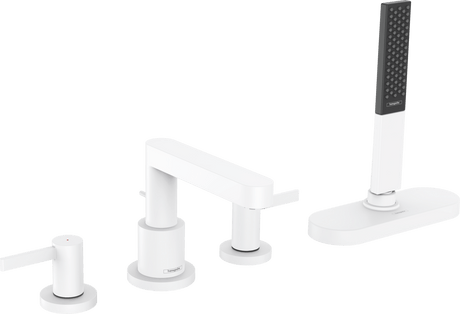 Hansgrohe Finoris 4 - hole Rim Mounted Bath Mixer with sBox - Matt White - 76444700 - TAP 'N' SHOWER