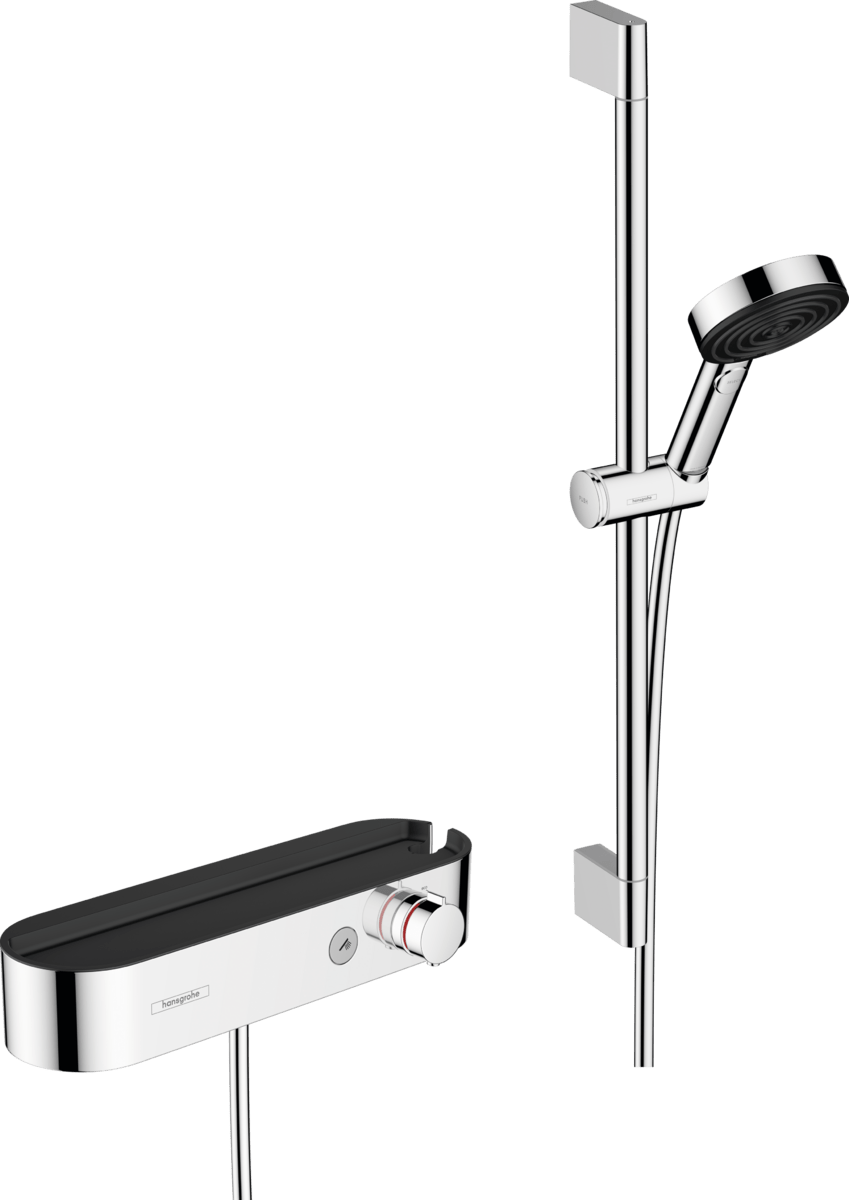 Hansgrohe Pulsify Select S Shower System 105 3jet Relaxation With Hand Shower Thermostat Shower Bar 65 Cm Slider And Shower Hose - Chrome - 24260000 - TAP 'N' SHOWER
