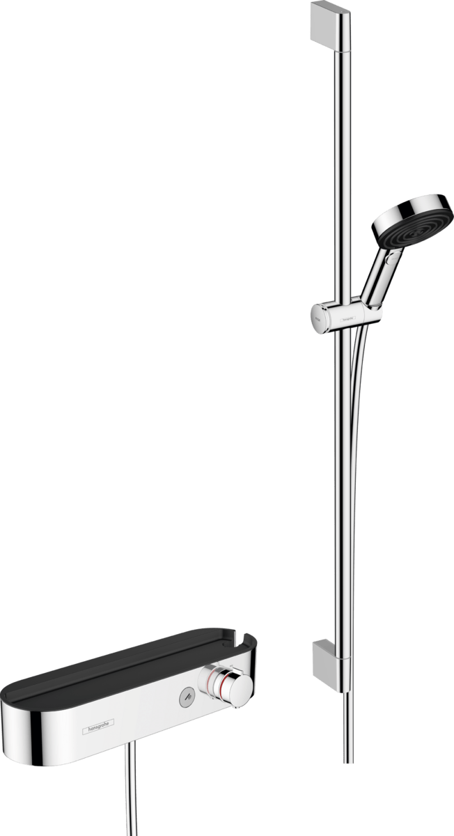 Hansgrohe Pulsify Select S Shower System 105 3jet Relaxation With Hand Shower Thermostat Shower Bar 90 Cm Slider And Shower Hose - Chrome - 24270000 - TAP 'N' SHOWER