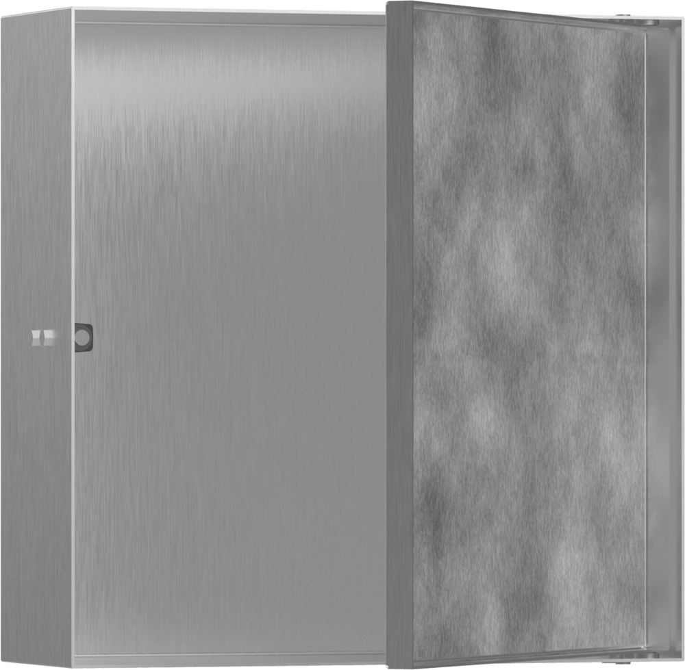 Hansgrohe XtraStoris Rock Wall Niche With Tileable Door 300/300/100 - Brushed Stainless Steel - 56085800 - TAP 'N' SHOWER