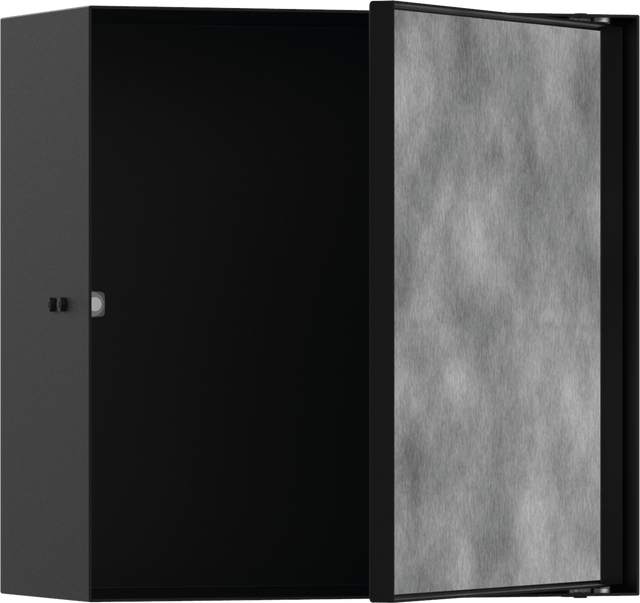 Hansgrohe XtraStoris Rock Wall Niche With Tileable Door 300/300/140 - Matt Black - 56091670 - TAP 'N' SHOWER