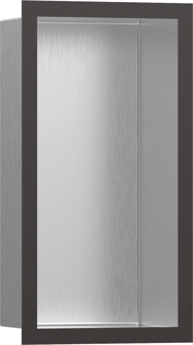 Hansgrohe XtraStoris Individual Wall Niche Brushed Stainless Steel With Design Frame 300x150x100 - Brushed Black Chrome - 56094340 - TAP 'N' SHOWER