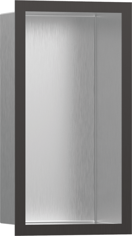 Hansgrohe XtraStoris Individual Wall Niche Brushed Stainless Steel With Design Frame 300x150x100 - Brushed Black Chrome - 56094340 - TAP 'N' SHOWER