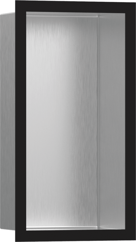 Hansgrohe XtraStoris Individual Wall Niche Brushed Stainless Steel With Design Frame 300x150x100 - Matt Black - 56094670 - TAP 'N' SHOWER