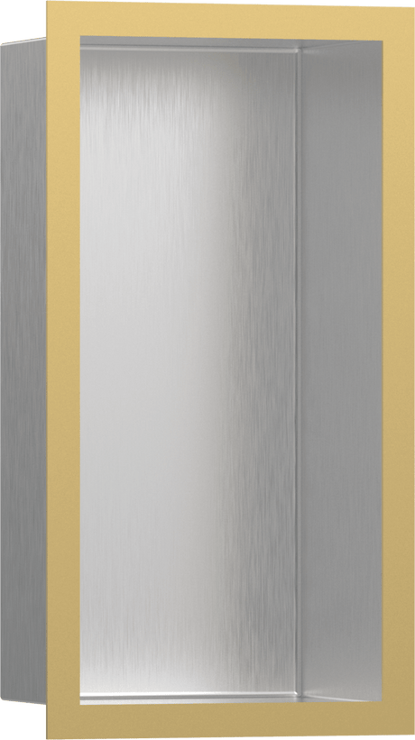 Hansgrohe XtraStoris Individual Wall Niche Brushed Stainless Steel With Design Frame 300x150x100 - Polished Gold Optic - 56094990 - TAP 'N' SHOWER