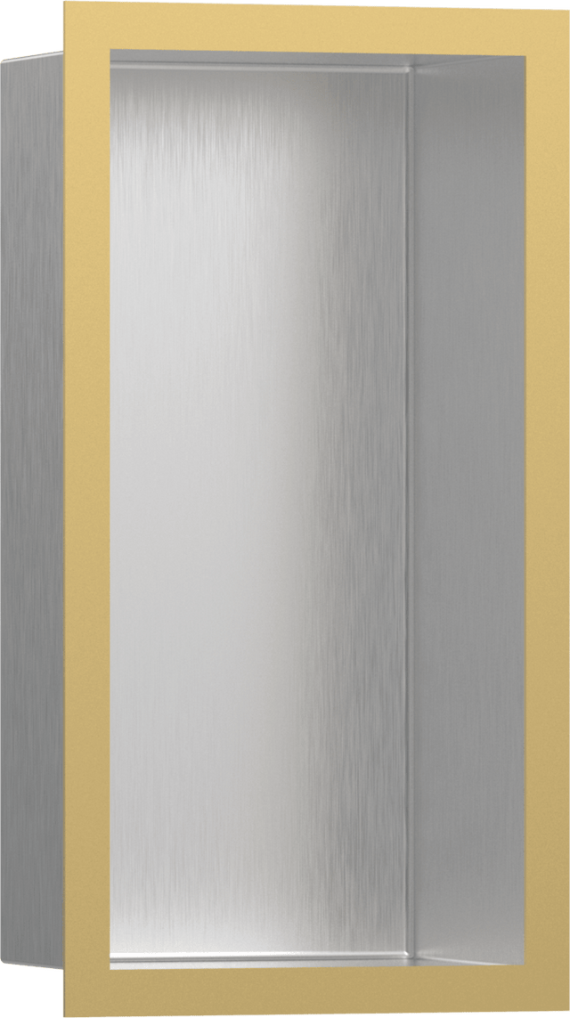 Hansgrohe XtraStoris Individual Wall Niche Brushed Stainless Steel With Design Frame 300x150x100 - Polished Gold Optic - 56094990 - TAP 'N' SHOWER