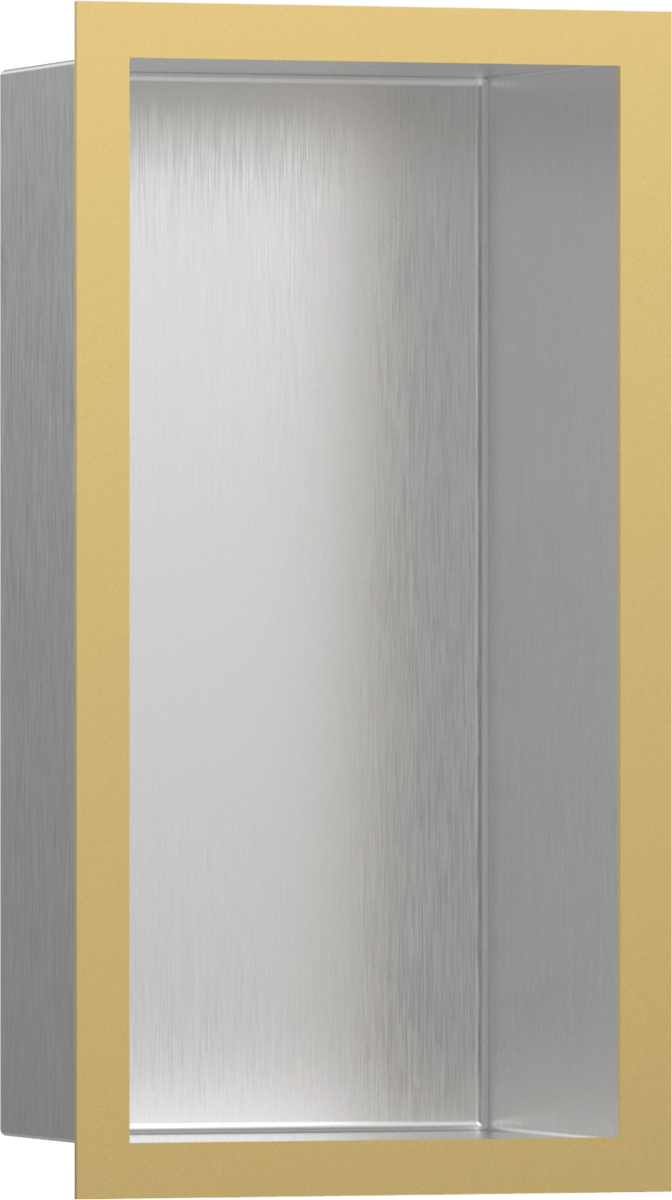 Hansgrohe XtraStoris Individual Wall Niche Brushed Stainless Steel With Design Frame 300x150x100 - Polished Gold Optic - 56094990 - TAP 'N' SHOWER