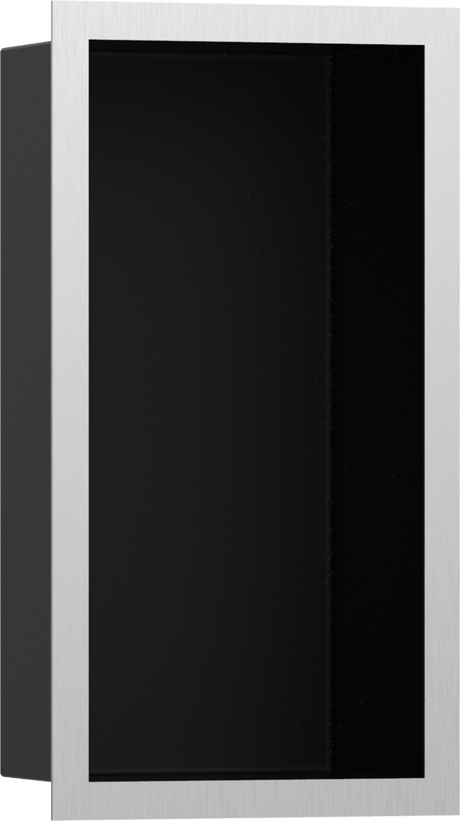 Hansgrohe XtraStoris Individual Wall Niche Matt Black With Design Frame 300x150x100 - Brushed Stainless Steel - 56095800 - TAP 'N' SHOWER