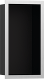 Hansgrohe XtraStoris Individual Wall Niche Matt Black With Design Frame 300x150x100 - Brushed Stainless Steel - 56095800 - TAP 'N' SHOWER