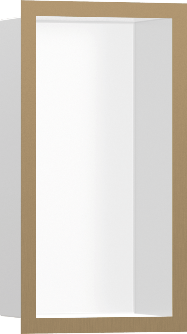 Hansgrohe XtraStoris Individual Wall Niche Matt White With Design Frame 300x150x100 - Brushed Bronze - 56096140 - TAP 'N' SHOWER