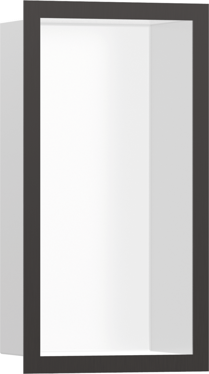 Hansgrohe XtraStoris Individual Wall Niche Matt White With Design Frame 300x150x100 - Brushed Black Chrome - 56096340 - TAP 'N' SHOWER