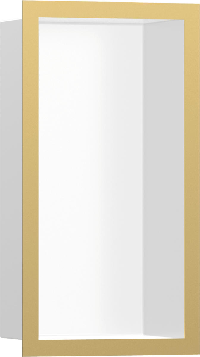 Hansgrohe XtraStoris Individual Wall Niche Matt White With Design Frame 300x150x100 - Polished Gold Optic - 56096990 - TAP 'N' SHOWER