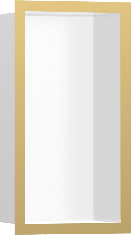 Hansgrohe XtraStoris Individual Wall Niche Matt White With Design Frame 300x150x100 - Polished Gold Optic - 56096990 - TAP 'N' SHOWER