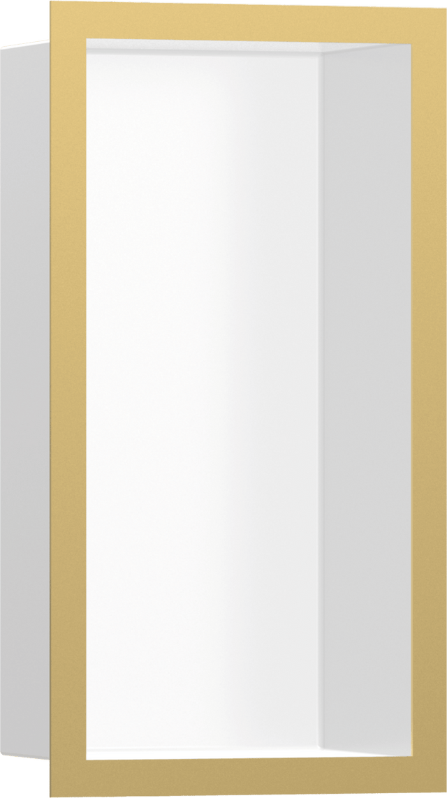 Hansgrohe XtraStoris Individual Wall Niche Matt White With Design Frame 300x150x100 - Polished Gold Optic - 56096990 - TAP 'N' SHOWER